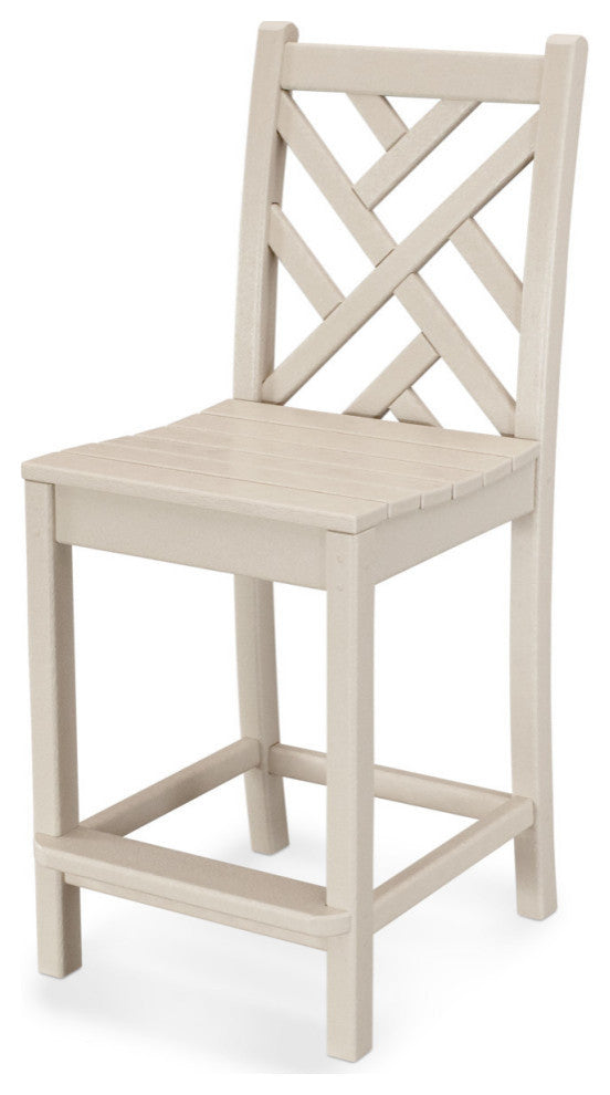 Polywood Chippendale Counter Side Chair, Sand