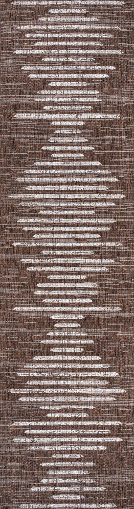 Zolak Berber Stripe Indoor/Outdoor Rug, Brown/Beige, 2 X 10