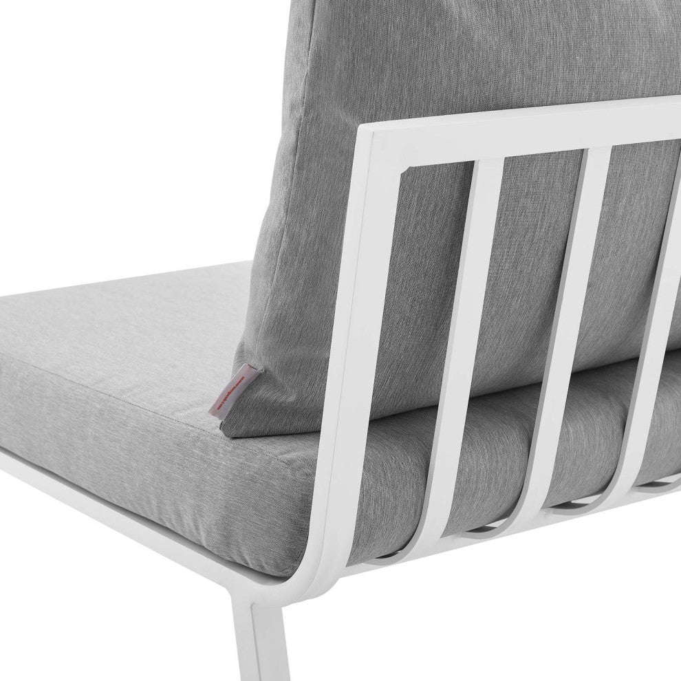 Lounge Sectional Sofa Chair Set, Aluminum, Metal, White Gray, Outdoor