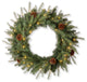 24"D Pre-Lit Greenery Pine Cone Christmas Wreath With Warm White LED Light