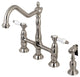 Kingston Brass Bridge Kitchen Faucet With Brass Sprayer, Brushed Nickel