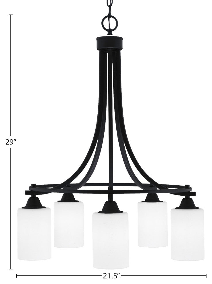 Paramount 5-Light Chandelier, Matte Black, 4" White Muslin Glass