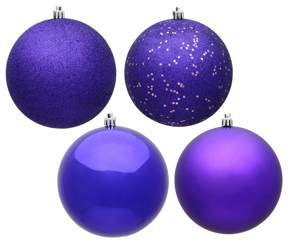 Vickerman 2.4" Purple 4-Finish Ball Ornament Assortment, 24 per Box