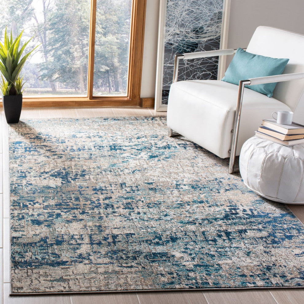 Safavieh Madison Mad460K Organic and Abstract Rug, Gray and Blue, 10'0"x10'0" Square