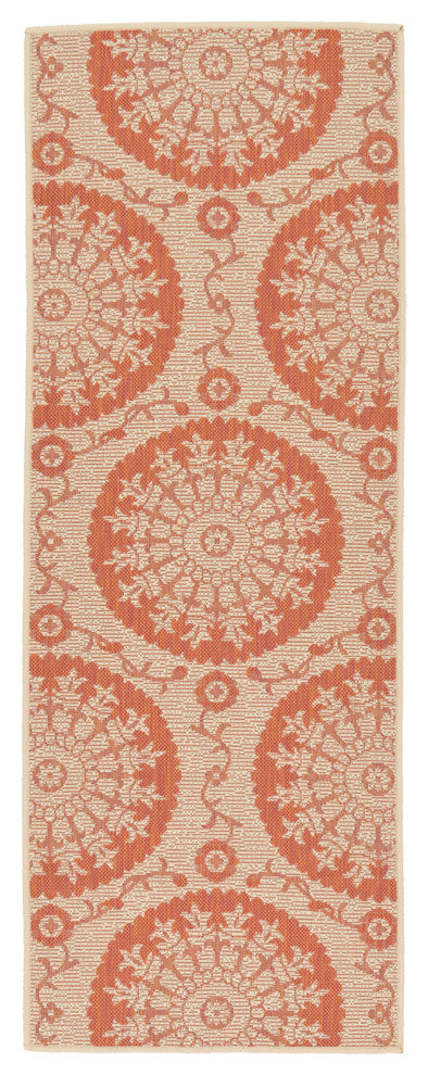 Unique Loom Beige Medallion Outdoor 2' 2 x 6' 0 Runner Rug