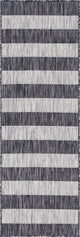 Unique Loom Aqua Blue Striped Outdoor Area Rug, Charcoal Gray, Gray, 2' X 6'