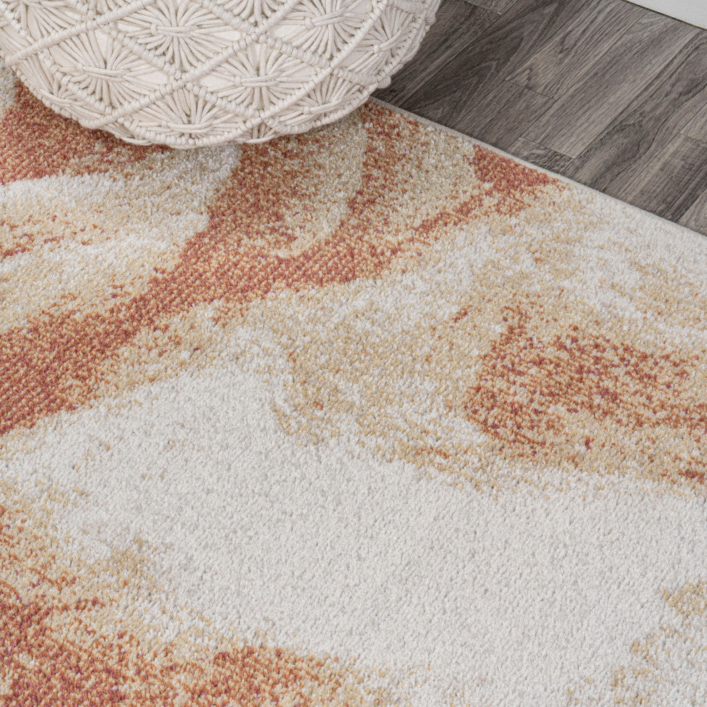 Petalo Abstract Two-Tone Modern Orange/Cream 2 ft. x 8 ft. Runner Rug