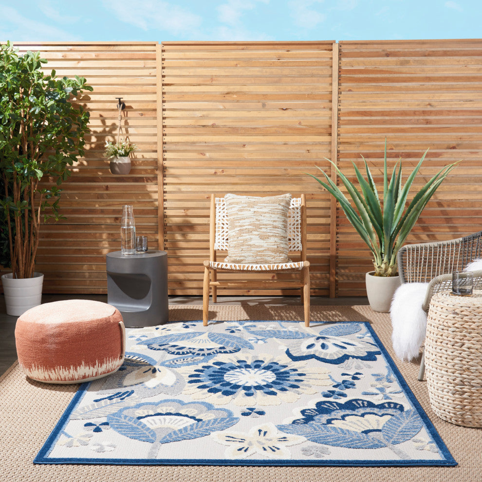 Nourison Aloha 6' x 9' Blue/Grey Contemporary Area Rug