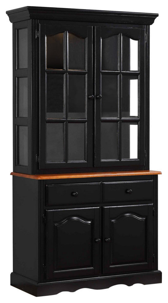 Black Cherry Selections Keepsake Buffet & Lighted Hutch, Antique Black & Cherry