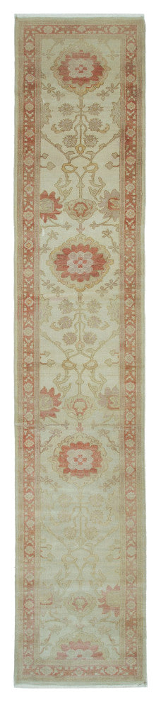 Rug N Carpet - Handmade Oriental 2' 6" x 13' 3" Runner Oushak Area Rug