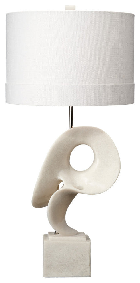 Obscure Table Lamp with Linen Shade, White