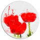 Bright Red Tulip Flowers With Splashes, Floral Round Metal Artwork, 36"
