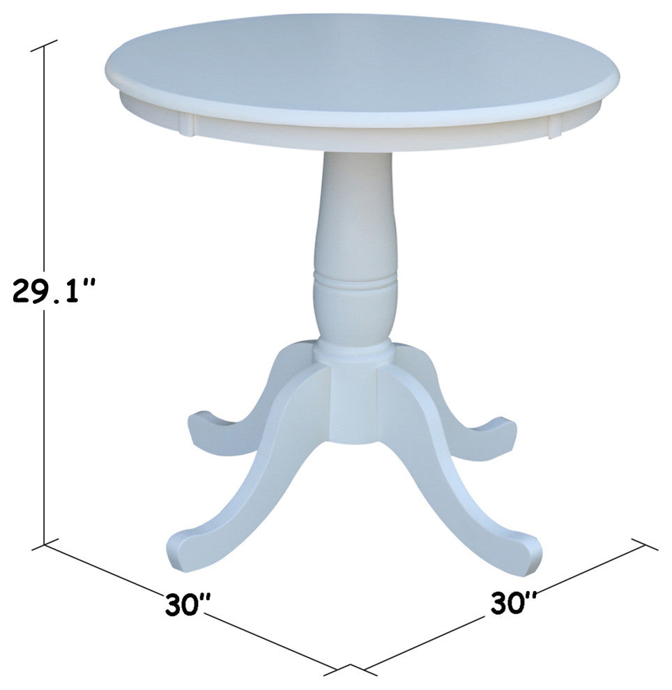 Round Top Pedestal Table, White, 30 Inch Round