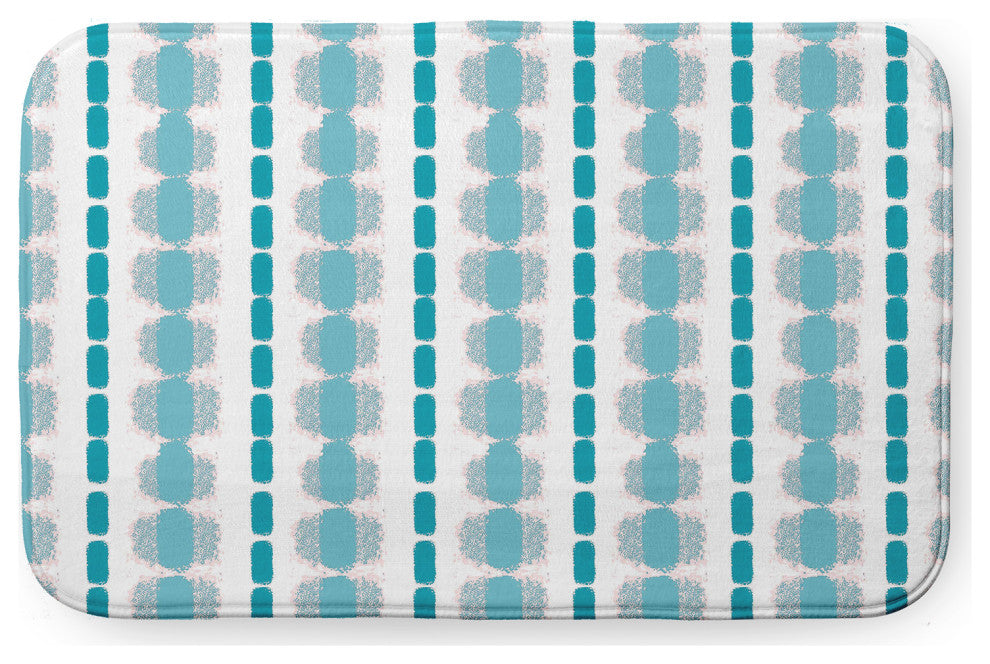 34" x 21" Watercolor Stripe Bathmat, Explorer Blue