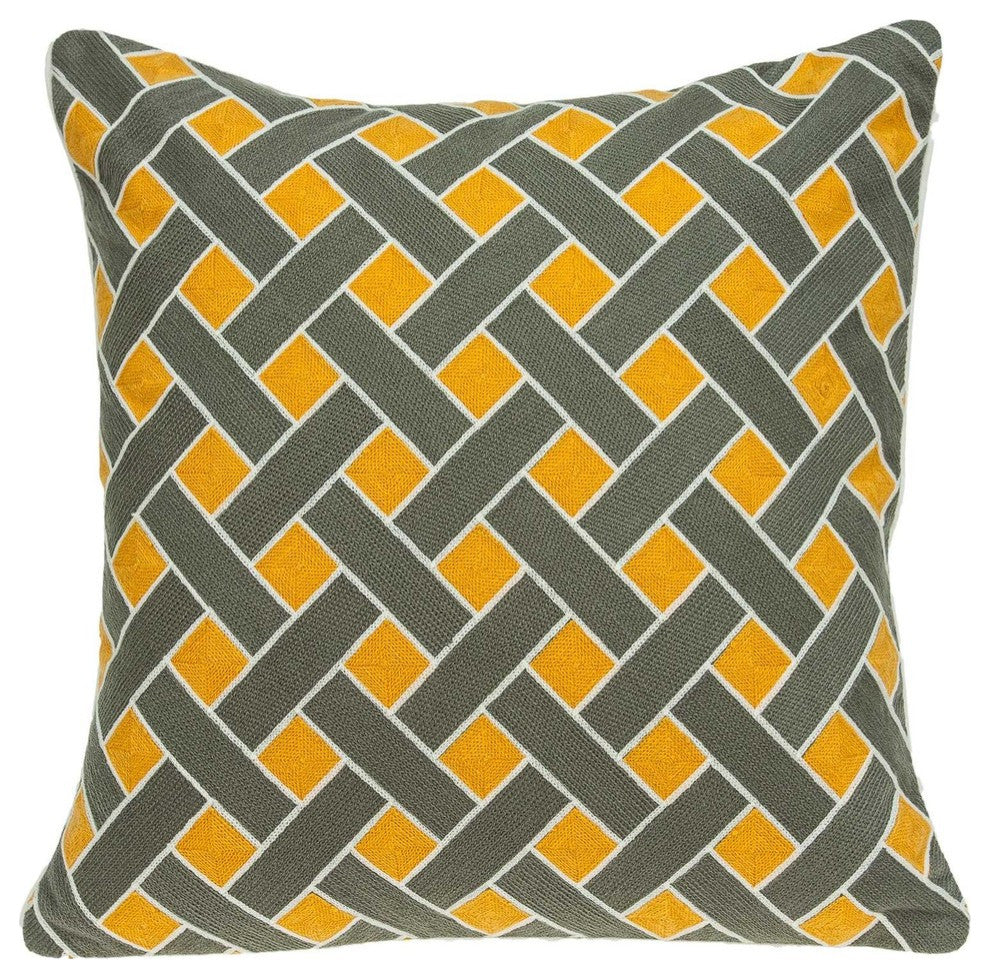 20" X 7" X 20" Transitional Gray And Orange Pillow Cover With Poly Insert