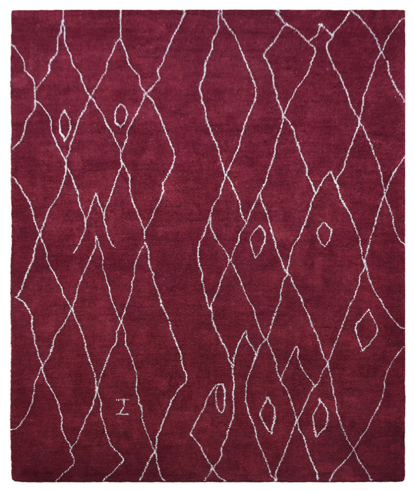 HAND KNOTTED LOOM SILK ECO-FRIENDLY AREA RUGS -8'x10', Rectangle, Red, Geometric
