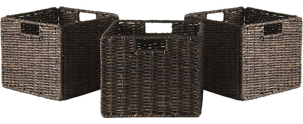 Winsome Wood 38310 Granville Small Foldable Corn Husk Baskets (Set of 3)