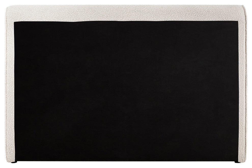 Stylus Black Boucle Fabric Full Bed, Cream, Queen