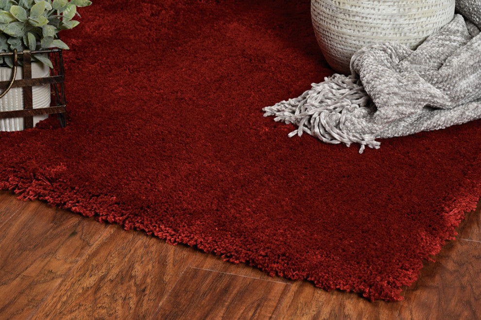 KAS Bliss 1564 Red Shag Area Rug, 5' x 7'