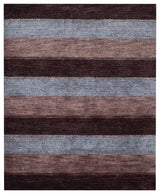 HAND KNOTTED LOOM SILK AREA RUGS-8'x10',Rectangle,Brown Light Blue,Contemporary