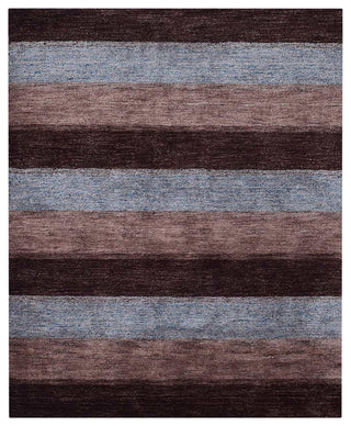 HAND KNOTTED LOOM SILK AREA RUGS-8'x10',Rectangle,Brown Light Blue,Contemporary