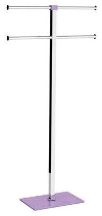 Floor Standing Towel Rack of Steel and Resin, Lilac