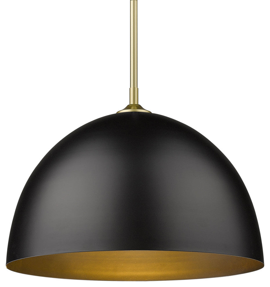 Zoey Large Pendant, Olympic Gold With Matte Black Shade