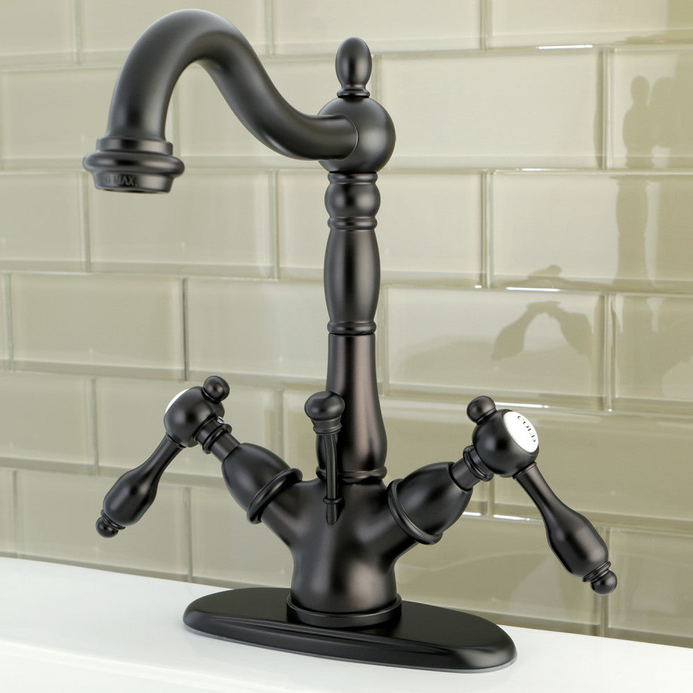 Kingston Brass Two-Handle Bathroom Faucet With Brass Pop-Up, Oil Rubbed Bronze