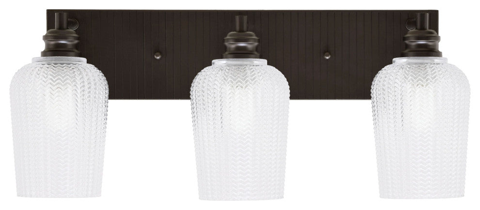 Edge 3-Light Bath Bar, Espresso Finish, 5" Clear Textured Glass