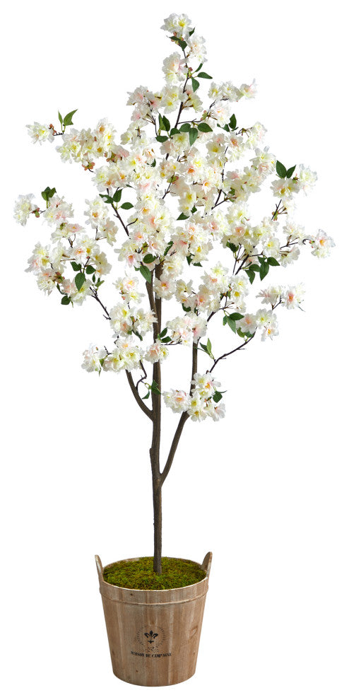 6' Cherry Blossom Artificial Tree, Farmhouse Planter