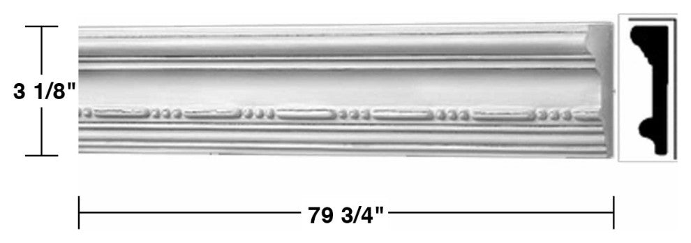 Crown Molding White Urethane Viva Ornate Design 8 Pieces Totaling 638" Length