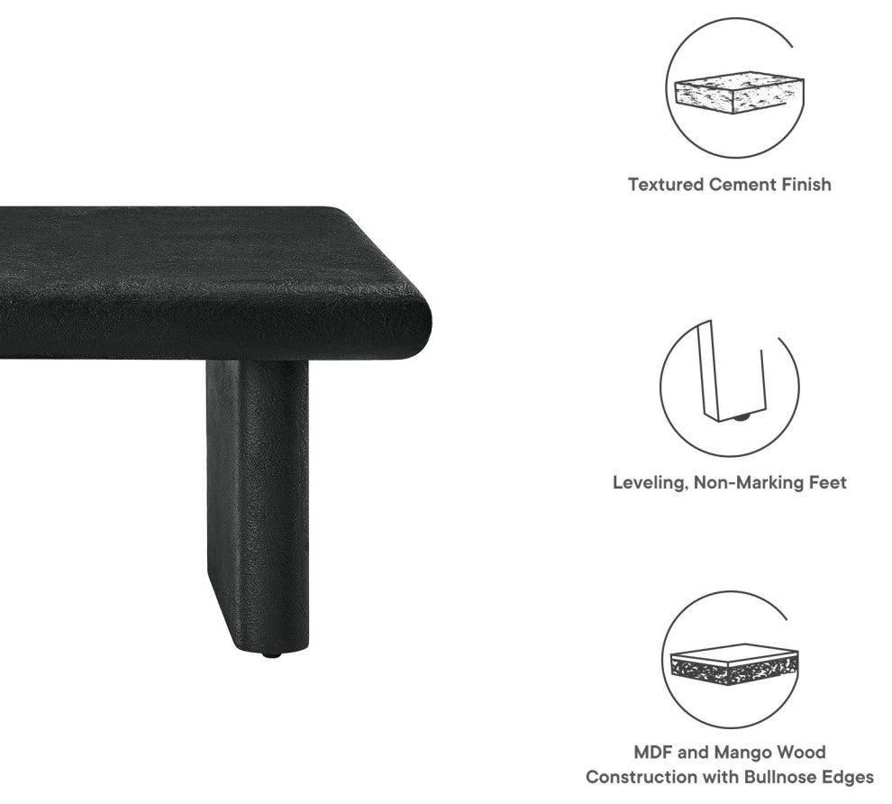 Relic Concrete Textured Coffee Table - Black
