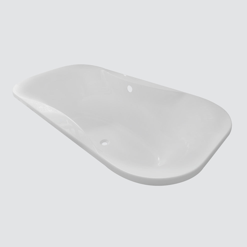 Bordeaux Contemporary White Acrylic Contoured Drop-In Bath Tub 70"x35"