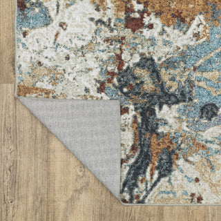 Sasha Abstract Earth Machine Washable Rust/Blue Area Rug Mat 2' x 3'