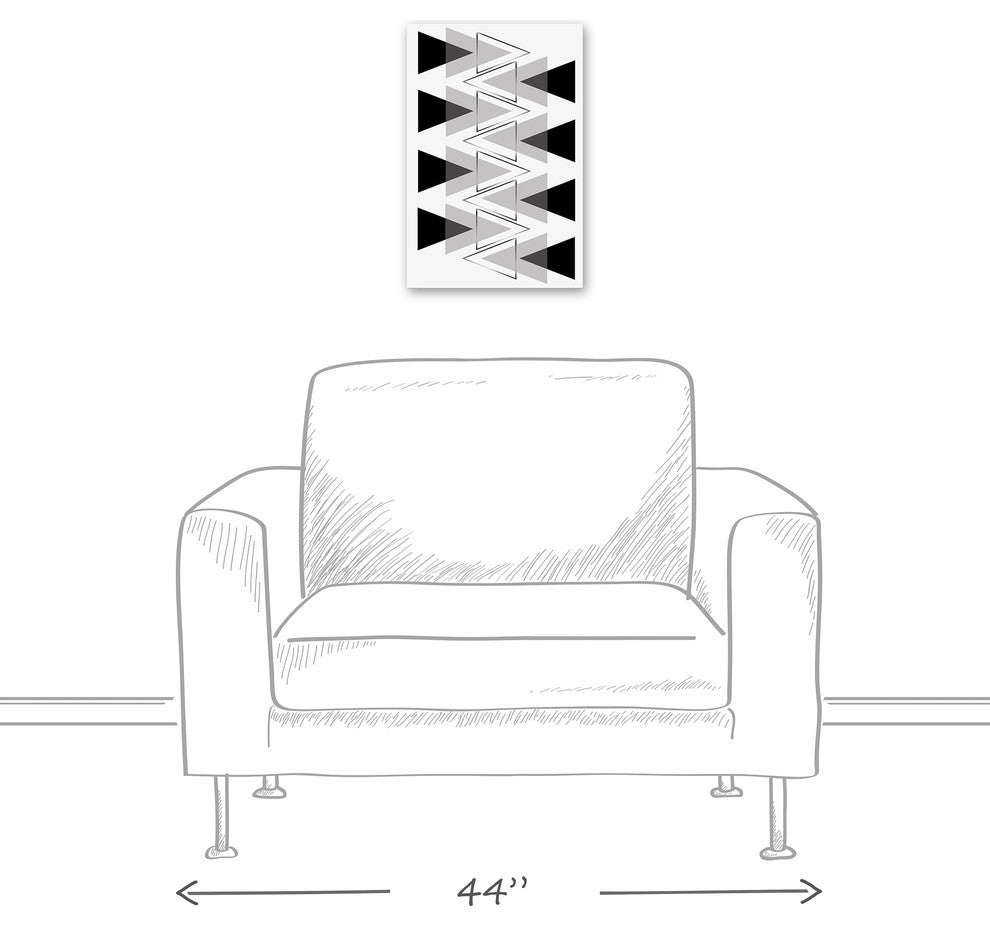 Modern Black and White Triangles Print on Canvas