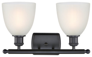 Castile 2-Light Bath Vanity-Light, Matte Black, White