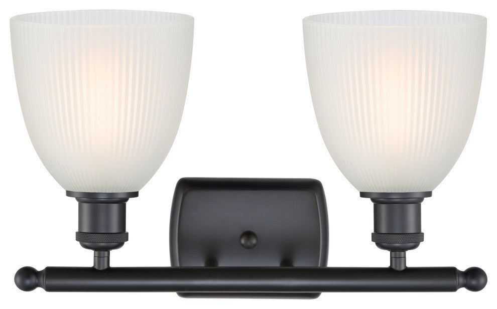 Castile 2-Light Bath Vanity-Light, Matte Black, White