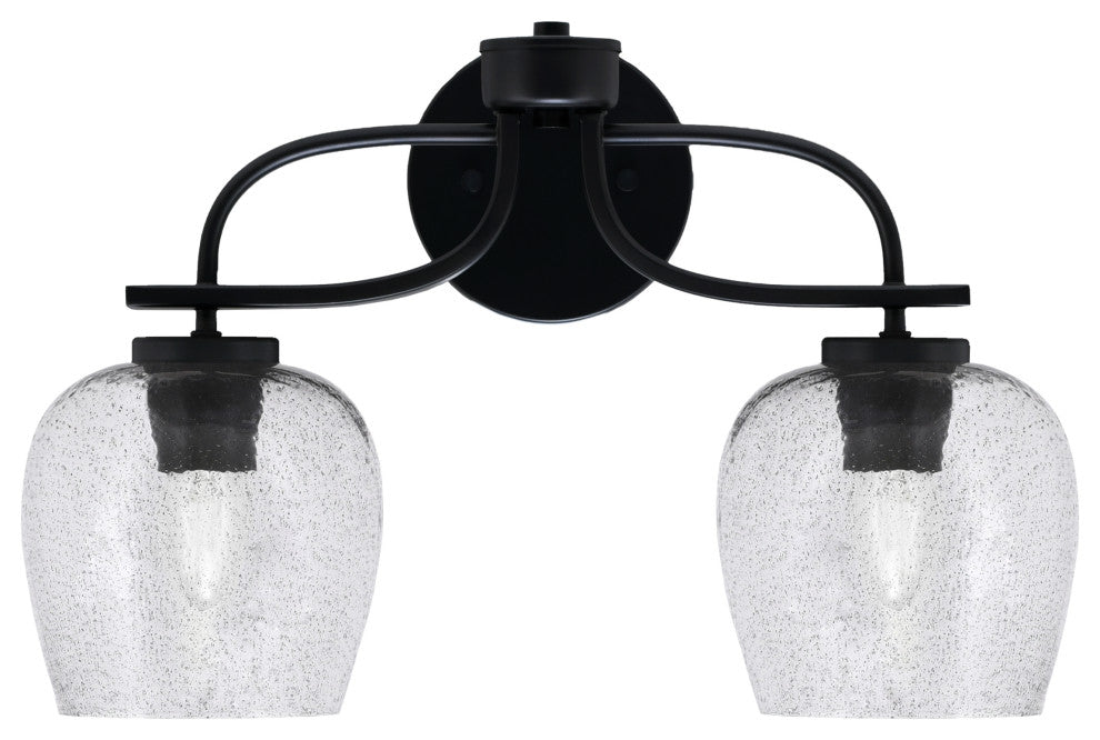 Cavella 2 Light Bath Bar In Matte Black Finish, 6" Smoke Bubble Glass
