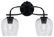 Cavella 2 Light Bath Bar In Matte Black Finish, 6" Smoke Bubble Glass