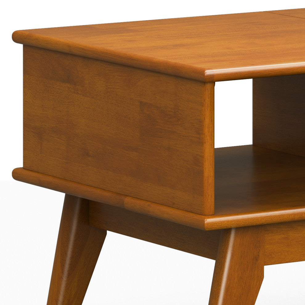 Draper Solid Hardwood Lift Top Coffee Table, Teak Brown