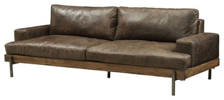 ACME Silchester Leather Sofa in Oak and Distress Chocolate