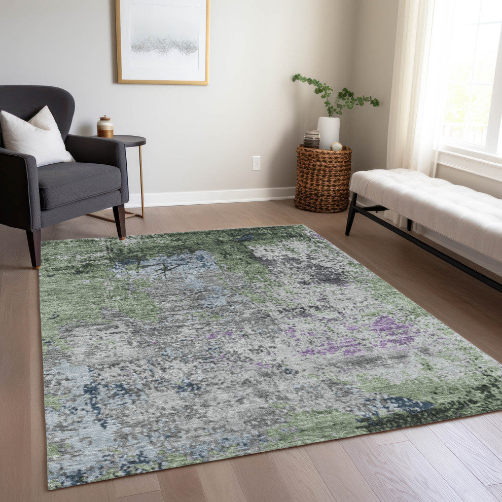 Machine Washable Indoor/Outdoor Chantille ACN1911 Fern 5' x 7'6" Rug