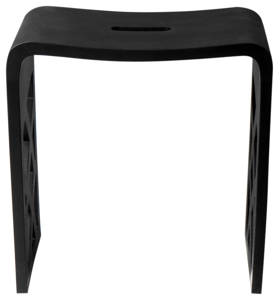ALFI brand ABST88BM Black Matte Solid Surface Resin Bathroom / Shower Stool