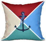 Anchor Flag, Geometric Print Pillow, Red, 20"x20"
