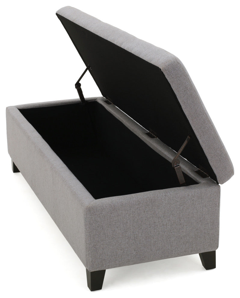 GDF Studio Charlotte Fabric Storage Ottoman, Light Gray