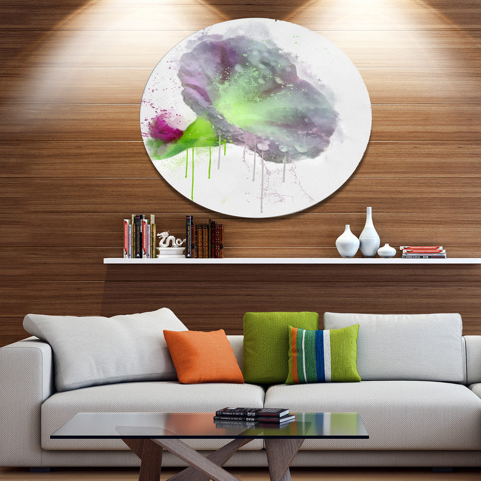 Violet Gentiana Alpina Watercolor, Modern Floral Round Wall Art, 11"