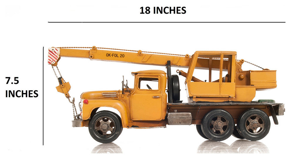 Metal Handmade Crane Truck Model, Collectible Metal Scale Model Truck