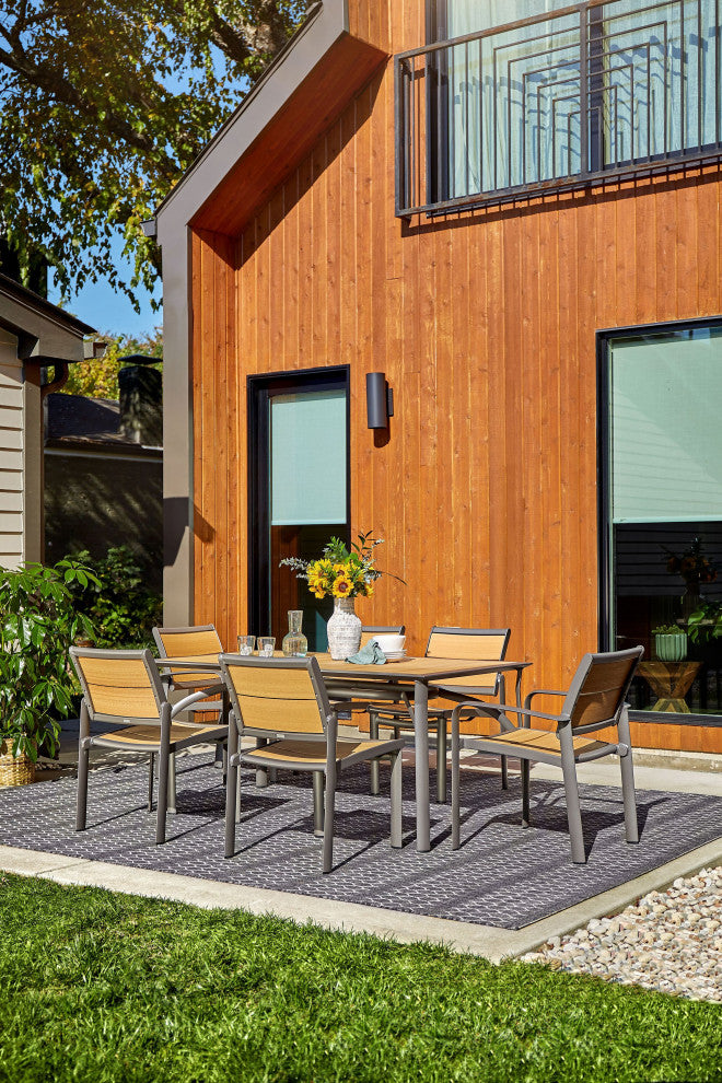 Harper All-Weather 34" x 66" Rectangular Outdoor Dining Table WithUmbrella Hole