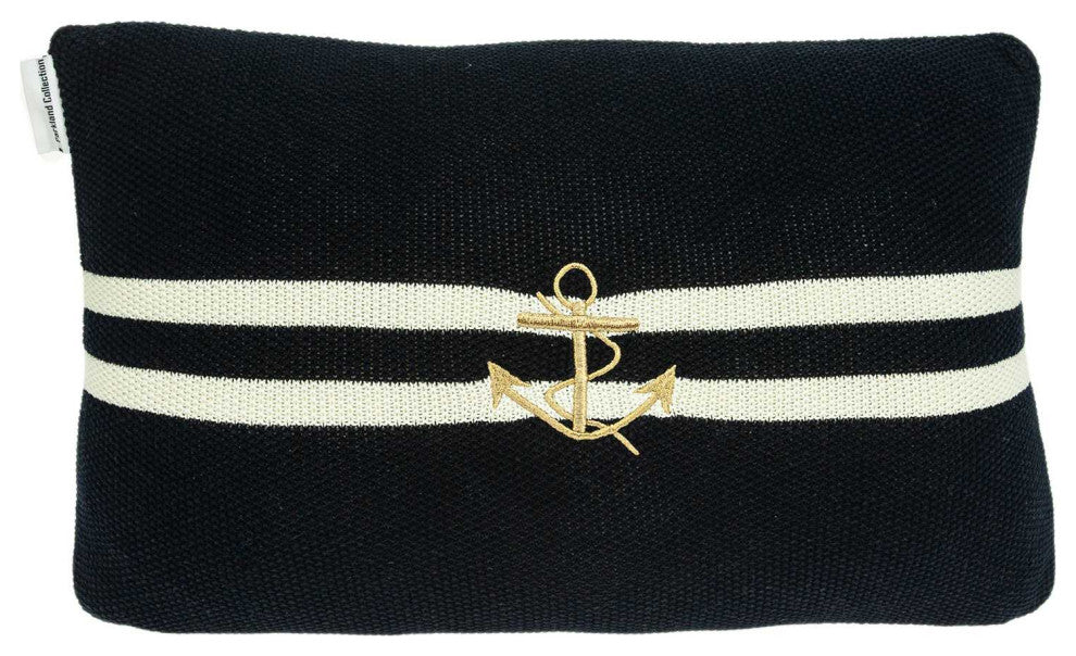 20" X 5" X 12" Nautical Blue Pillow Cover With Down Insert