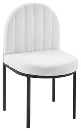 Isla Channel Tufted Upholstered Fabric Dining Side Chair-Black White